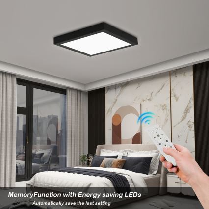Brilagi - Dimmbare LED-Deckenleuchte für Badezimmer FRAME SMART LED/24W/230V 30x30 cm 3000-6000K IP44 schwarz + Fernbedienung
