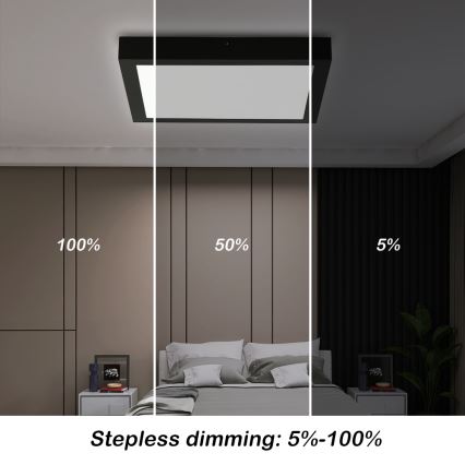 Brilagi - Dimmbare LED-Deckenleuchte für Badezimmer FRAME SMART LED/24W/230V 30x30 cm 3000-6000K IP44 schwarz + Fernbedienung