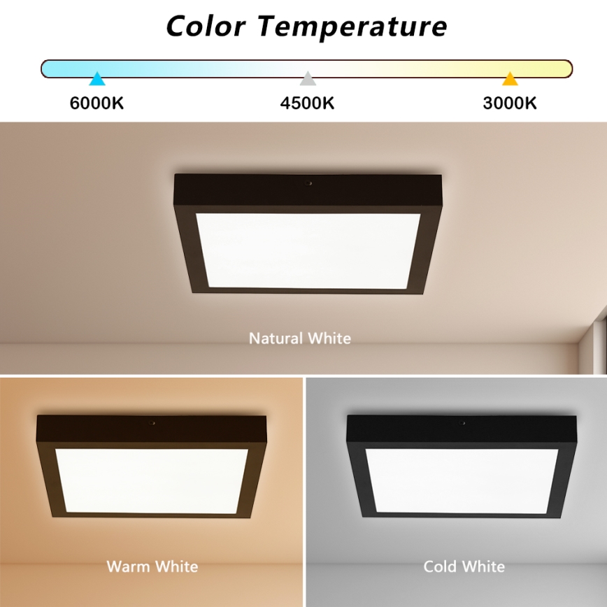 Brilagi - Dimmbare LED-Deckenleuchte für Badezimmer FRAME SMART LED/24W/230V 30x30 cm 3000-6000K IP44 schwarz + Fernbedienung