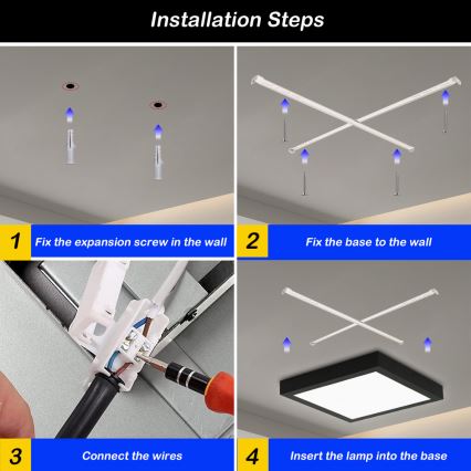 Brilagi - Dimmbare LED-Deckenleuchte für Badezimmer FRAME SMART LED/24W/230V 30x30 cm 3000-6000K IP44 schwarz + Fernbedienung