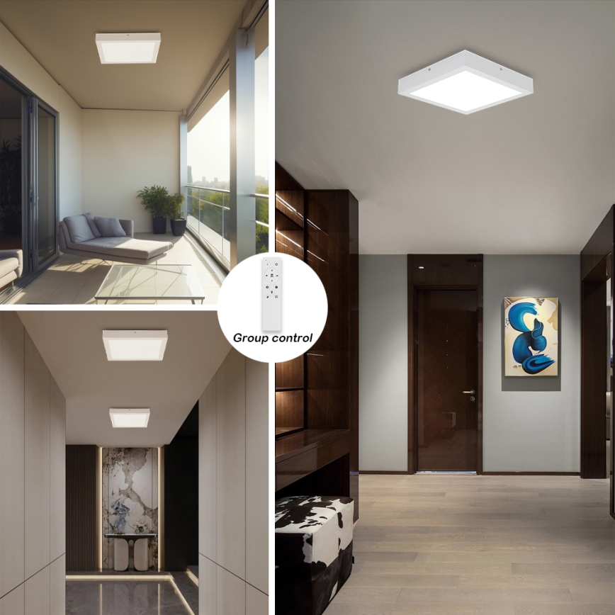 Brilagi - Dimmbare LED-Deckenleuchte für Badezimmer FRAME SMART LED/24W/230V 30x30 cm 3000-6000K IP44 weiß + Fernbedienung