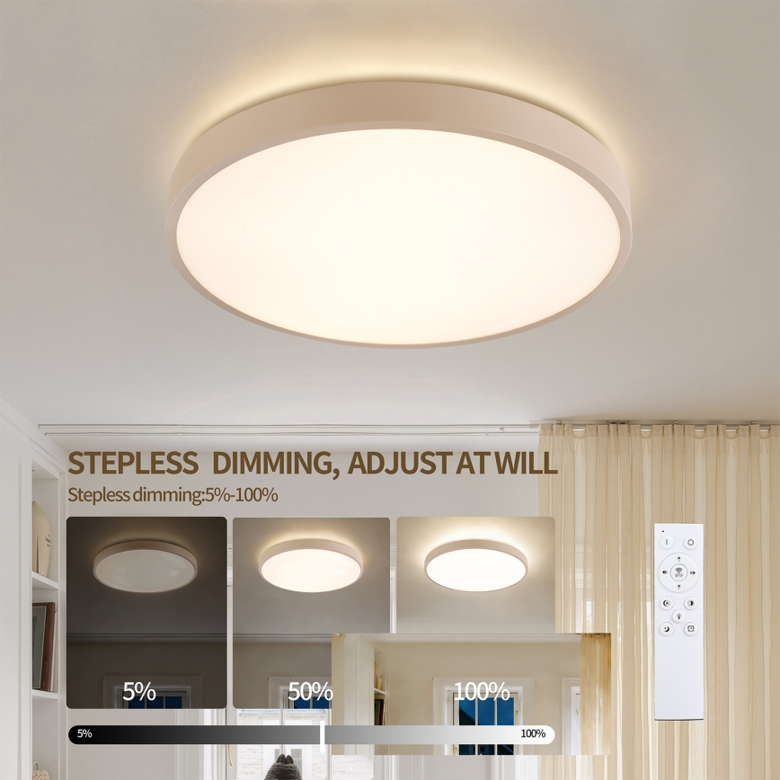 Brilagi - LED-dimmbare Deckenleuchte GLASS POOL DOUBLE LED/48W/230V 3000-6000K 40 cm beige + Fernbedienung