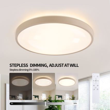 Brilagi - Dimmbare LED-Deckenleuchte GLASS POOL DOUBLE LED/60W/230V 3000-6000K 50 cm beige + Fernbedienung