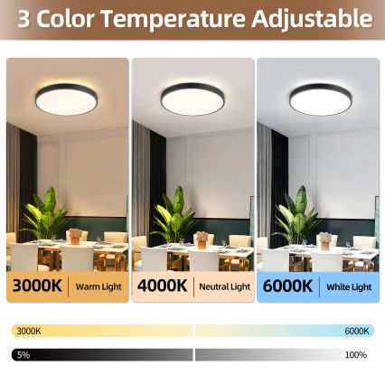 Brilagi - Dimmbare LED-Deckenleuchte GLASS POOL DOUBLE LED/60W/230V 3000-6000K 50 cm schwarz + Fernbedienung