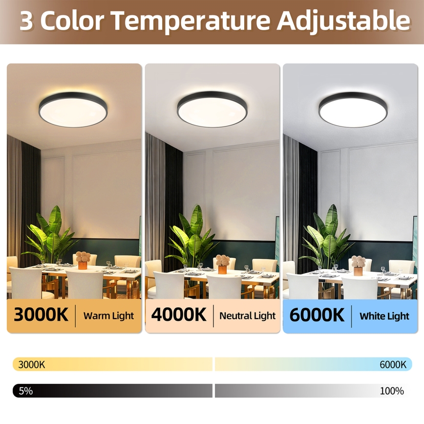 Brilagi - Dimmbare LED-Deckenleuchte GLASS POOL DOUBLE LED/60W/230V 3000-6000K 50 cm schwarz + Fernbedienung