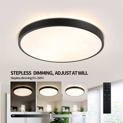 Brilagi - Dimmbare LED-Deckenleuchte GLASS POOL DOUBLE LED/60W/230V 3000-6000K 50 cm schwarz + Fernbedienung
