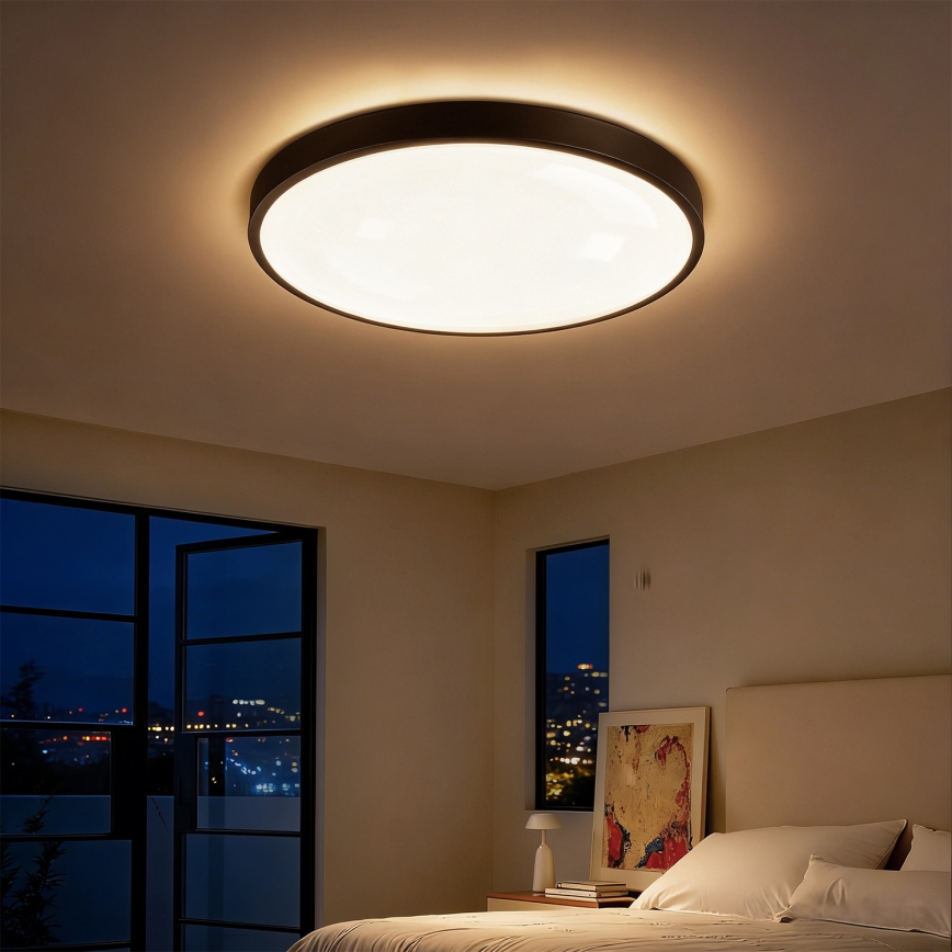 Brilagi - Dimmbare LED-Deckenleuchte GLASS POOL DOUBLE LED/60W/230V 3000-6000K 50 cm schwarz + Fernbedienung
