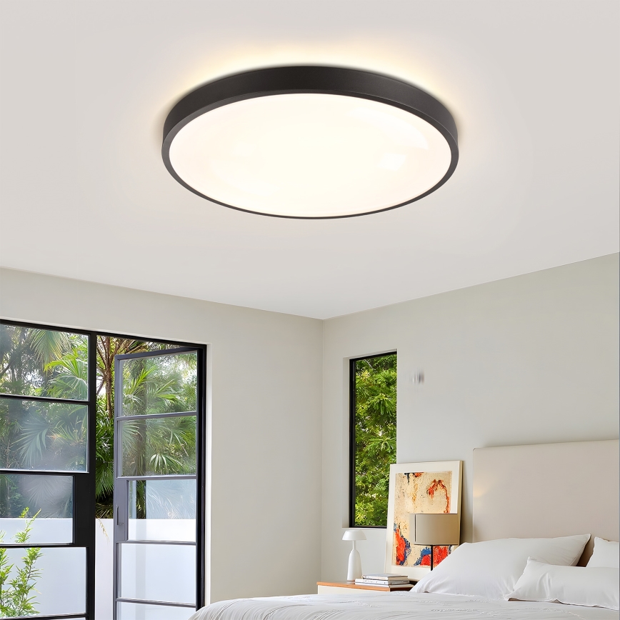 Brilagi - Dimmbare LED-Deckenleuchte GLASS POOL DOUBLE LED/60W/230V 3000-6000K 50 cm schwarz + Fernbedienung