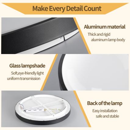 Brilagi - Dimmbare LED-Deckenleuchte GLASS POOL DOUBLE LED/60W/230V 3000-6000K 50 cm schwarz + Fernbedienung
