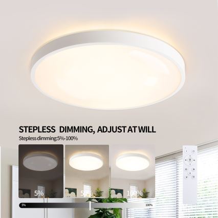 Brilagi - LED dimmbare Deckenleuchte GLASS POOL DOUBLE LED/60W/230V 3000-6000K 50 cm weiß + Fernbedienung
