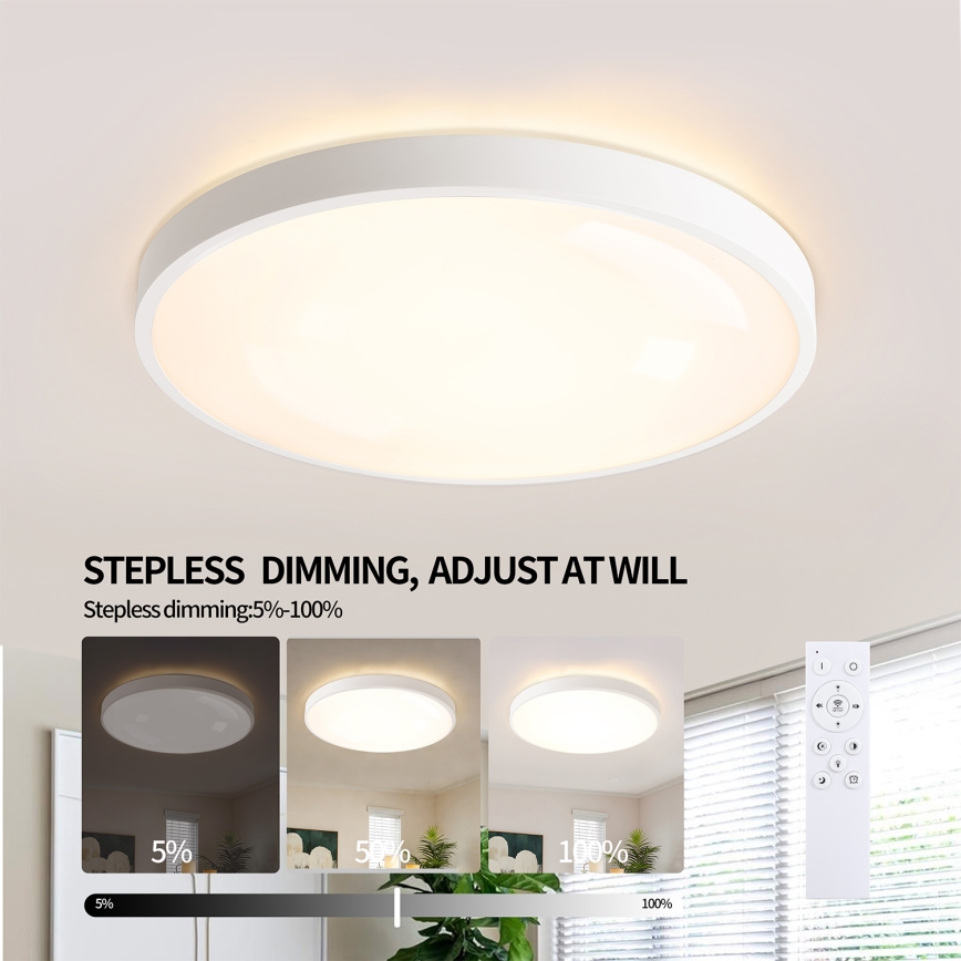 Brilagi - LED dimmbare Deckenleuchte GLASS POOL DOUBLE LED/60W/230V 3000-6000K 50 cm weiß + Fernbedienung