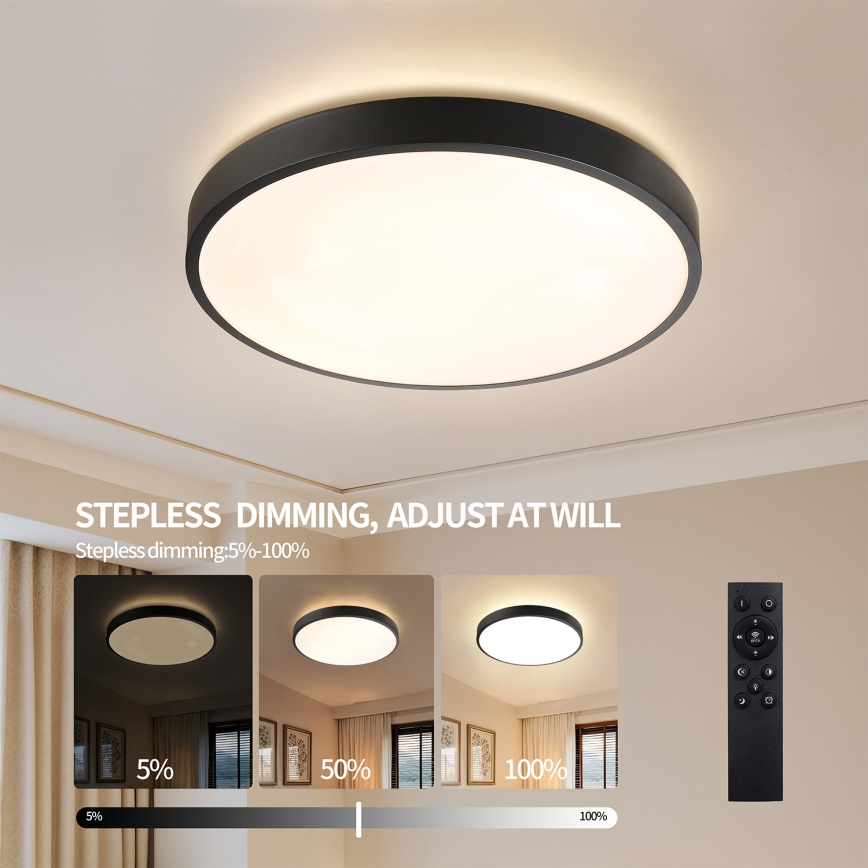 Brilagi - Dimmbare LED-Deckenleuchte GLASS POOL DOUBLE LED/80W/230V 3000-6000K 60 cm schwarz + Fernbedienung
