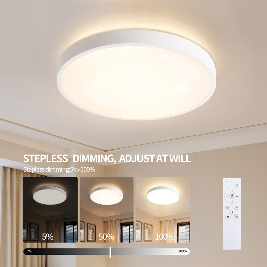 Brilagi - Dimmbare LED-Deckenleuchte GLASS POOL DOUBLE LED/80W/230V 3000-6000K 60 cm weiß + Fernbedienung