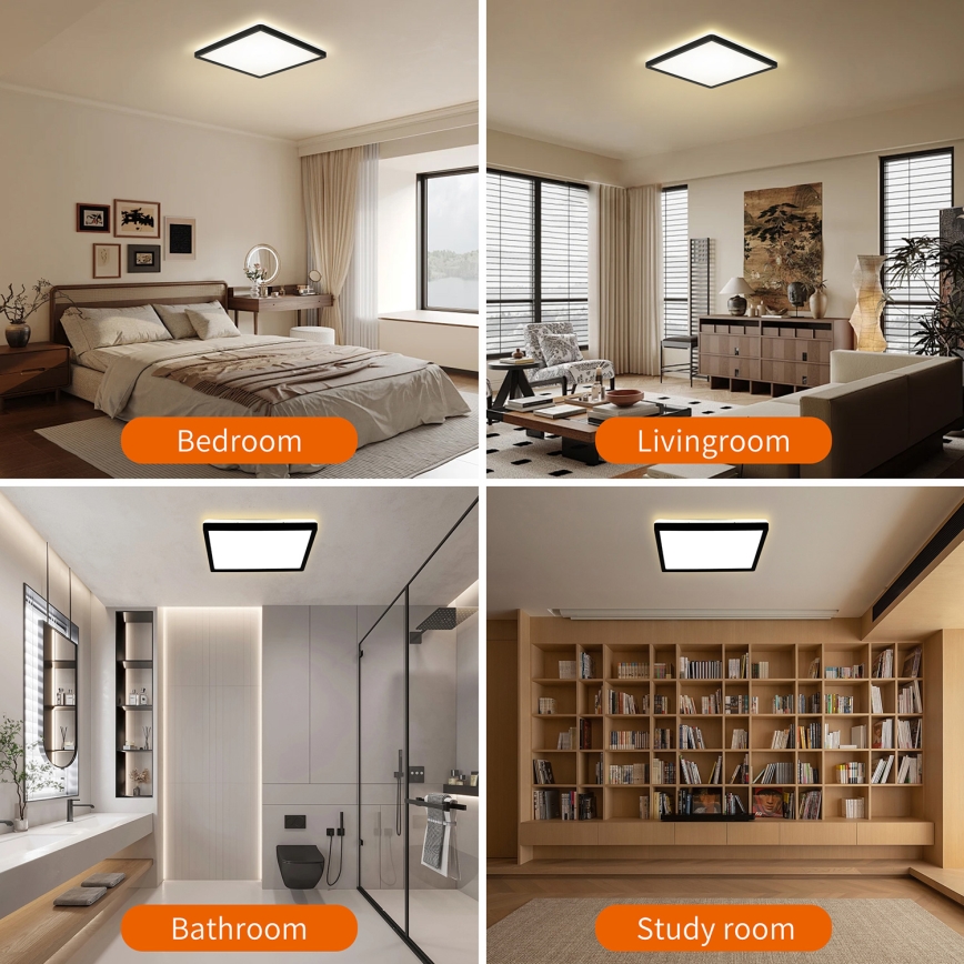 Brilagi - Dimmbare LED-Leuchte mit Bewegungs- und Dämmerungssensor ULTRA SLIM LED/18W/230V 30x30 cm + Fernbedienung