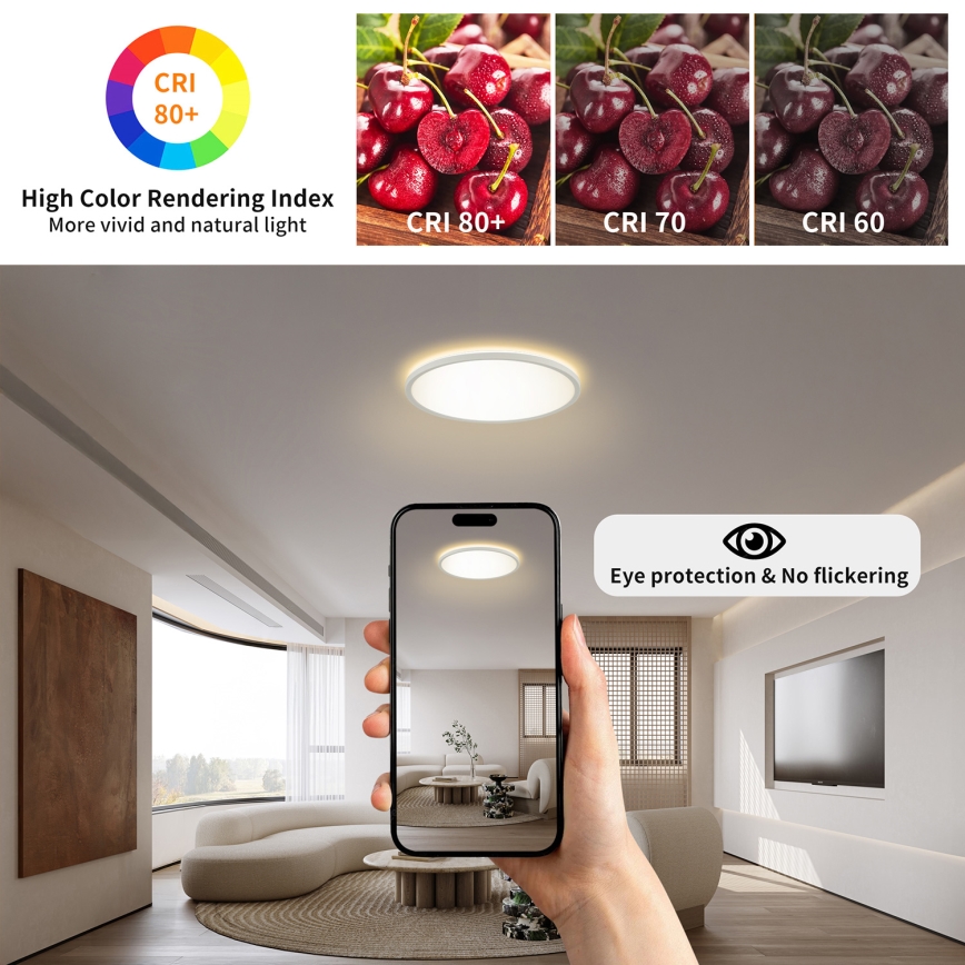 Brilagi - Dimmbare LED-Leuchte mit Sensor ULTRA SLIM LED/18W/230V d 30 cm + Fernbedienung