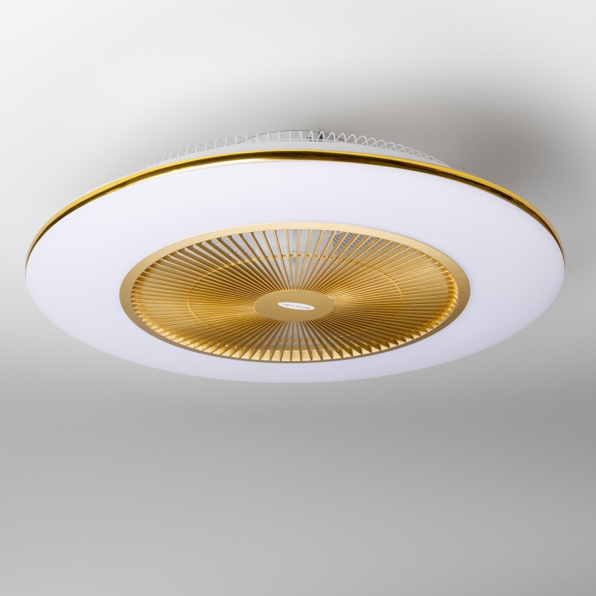 Brilagi - Dimmbare LED-Leuchte mit Ventilator AURA LED/38W/230V 3000-6000K golden + Fernbedienung