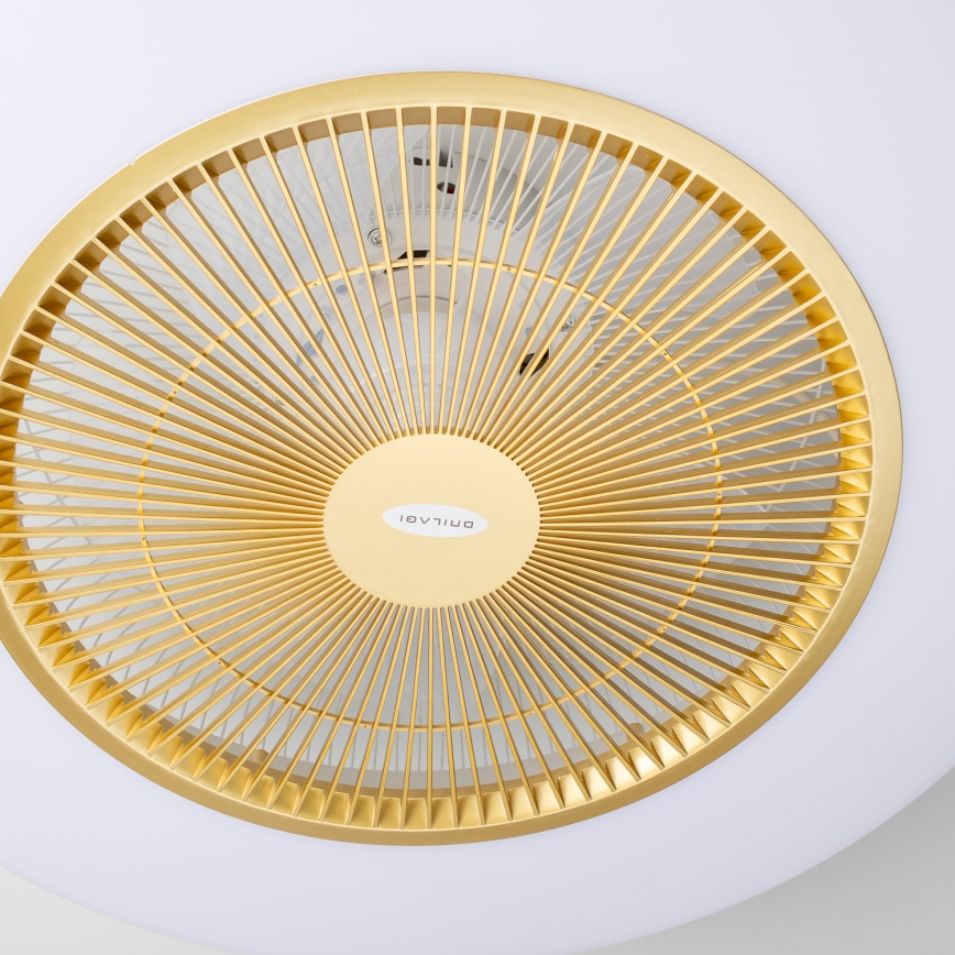 Brilagi - Dimmbare LED-Leuchte mit Ventilator AURA LED/38W/230V 3000-6000K golden + Fernbedienung