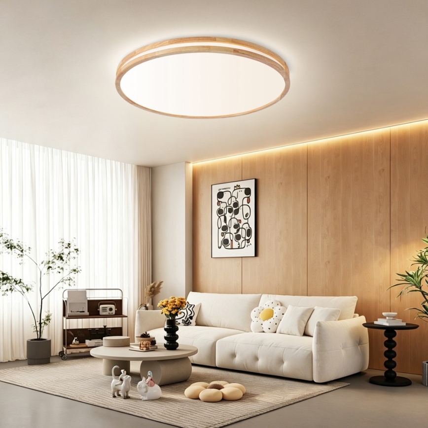 BRILAGI - LED-dimmbare Deckenleuchte MOLINA LED/100W/230V 3000-6000K Eiche Ø 80 cm + Fernbedienung