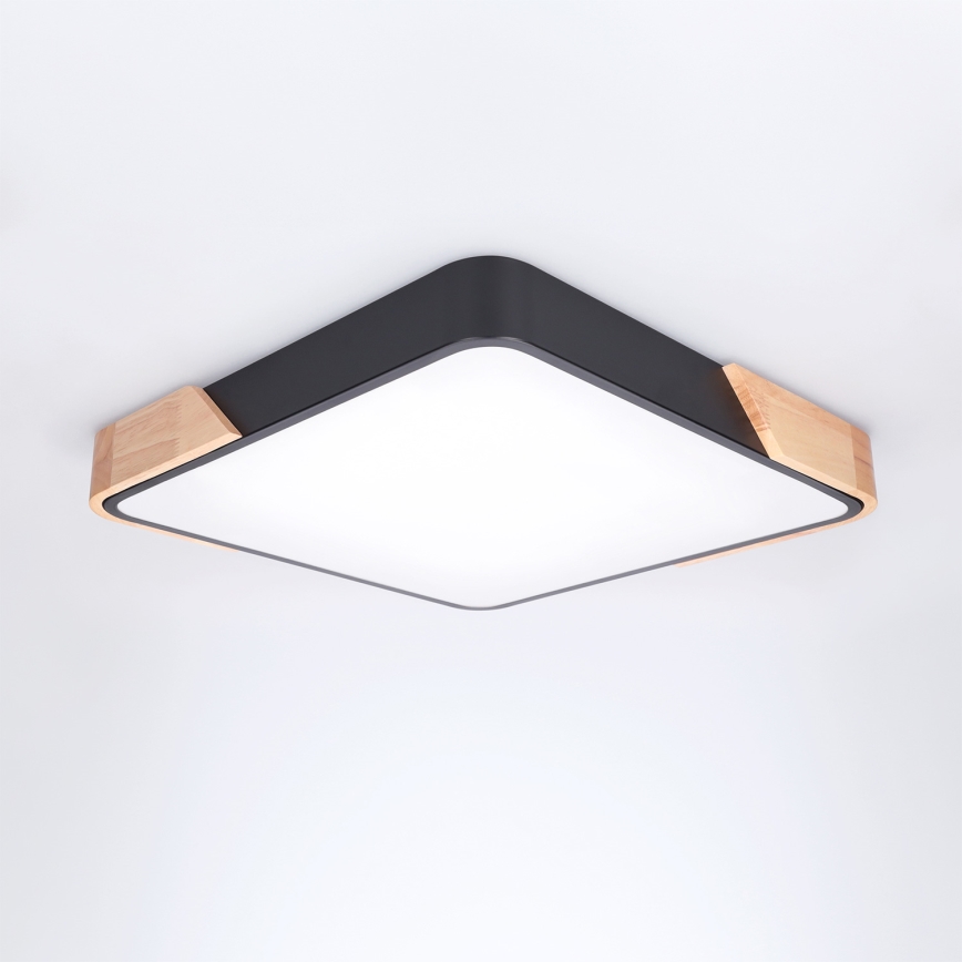 Brilagi - LED-dimmbare Deckenleuchte PILANA LED/48W/230V 3000-6500K Eiche/Schwarz 42x42 cm + Fernbedienung