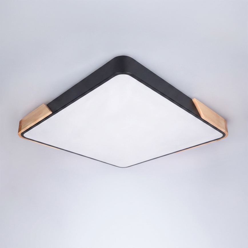 Brilagi - Dimmbare LED-Deckenleuchte PILANA LED/48W/230V 3000-6500K Eiche/Schwarz 56x56 cm + Fernbedienung