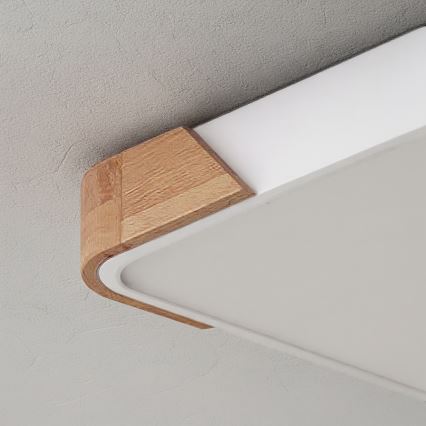 Brilagi - LED-dimmbare Deckenleuchte PILANA LED/48W/230V 3000-6500K Eiche/Weiß 42x42 cm + Fernbedienung