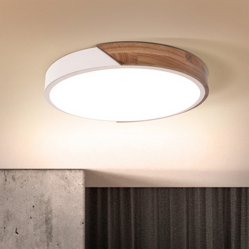 Brilagi - LED-dimmbare Deckenleuchte PILANA LED/48W/230V Eiche/Weiß Ø 40 cm + Fernbedienung