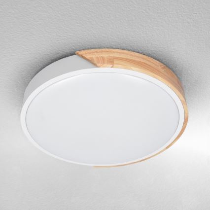 Brilagi - LED-dimmbare Deckenleuchte PILANA LED/48W/230V Eiche/Weiß Ø 40 cm + Fernbedienung