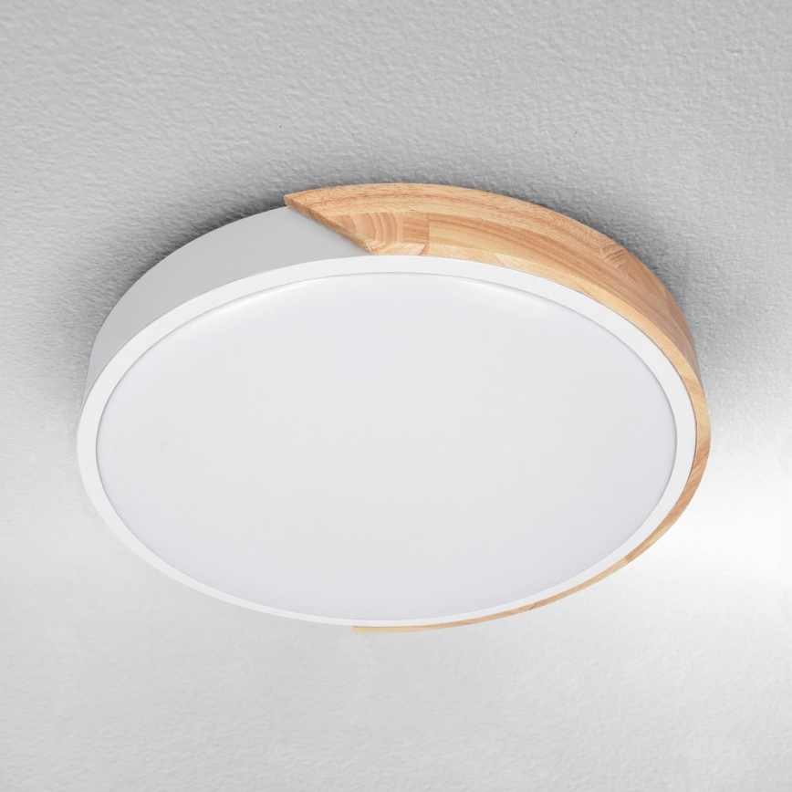 Brilagi - LED-dimmbare Deckenleuchte PILANA LED/48W/230V Eiche/Weiß Ø 40 cm + Fernbedienung