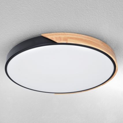 Brilagi - LED-dimmbare Deckenleuchte PILANA LED/60W/230V 3000-6500K Eiche/Schwarz Ø 58,5 cm  + Fernbedienung