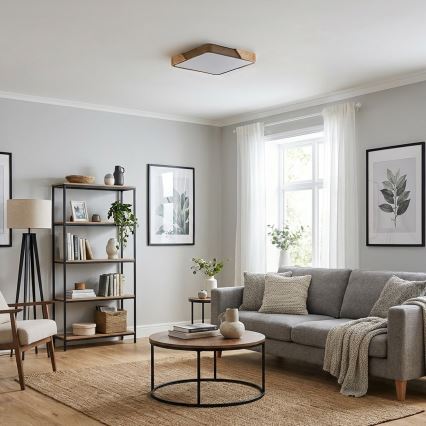 BRILAGI - LED-dimmbare Deckenleuchte PILANA SQUARE LED/48W/230V 3000-6500K Eiche/beige 42x42 cm + mit Fernbedienung