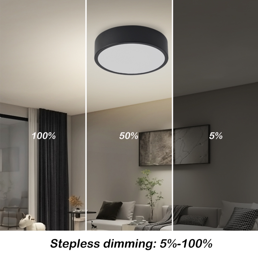 Brilagi - LED-dimmbare Deckenleuchte POOL LED/18W/230V 3000-6000K 20 cm schwarz + Fernbedienung