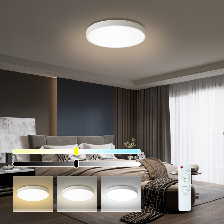 Brilagi - LED-dimmbare Deckenleuchte POOL LED/60W/230V 3000-6000K Ø 60 cm weiß + Fernbedienung