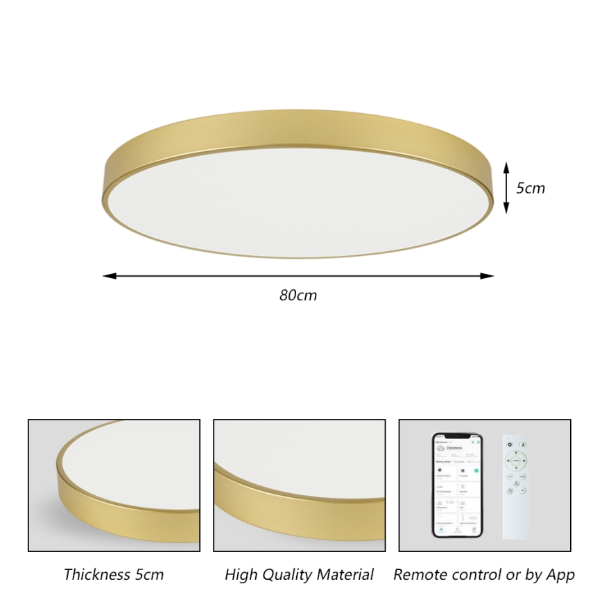 Brilagi - Dimmbare LED-Deckenleuchte POOL SMART LED/100W/230V 3000-6000K 80 cm goldfarben Wi-Fi Tuya + Fernbedienung