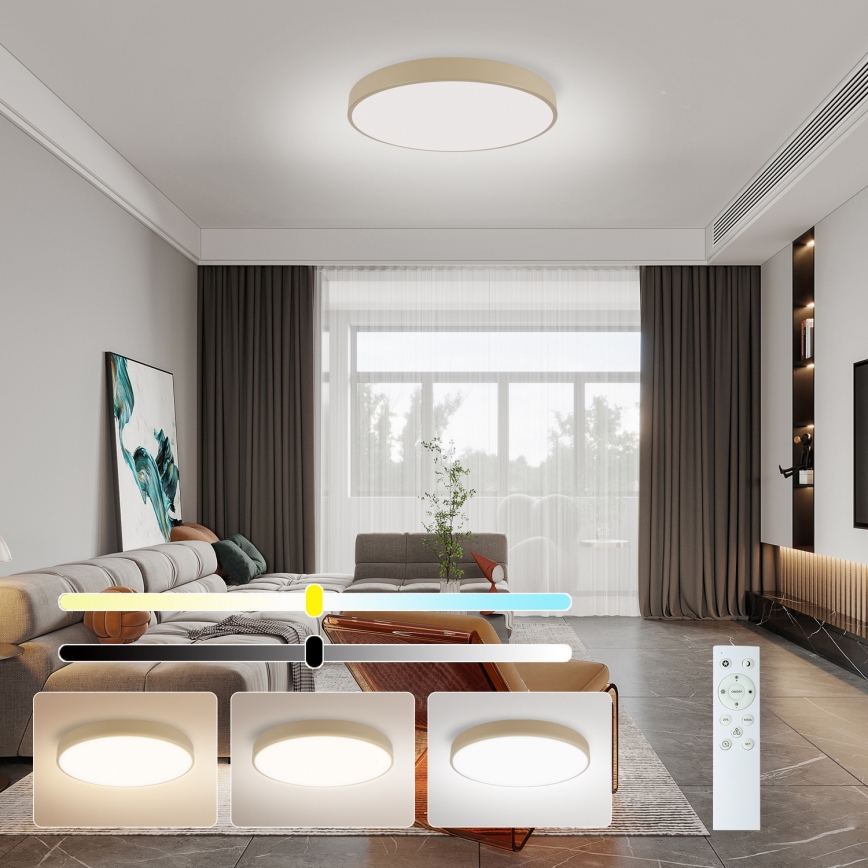 Brilagi - LED-dimmbare Deckenleuchte POOL SMART LED/60W/230V 3000-6000K Ø 50 cm Wi-Fi Tuya beige + Fernbedienung