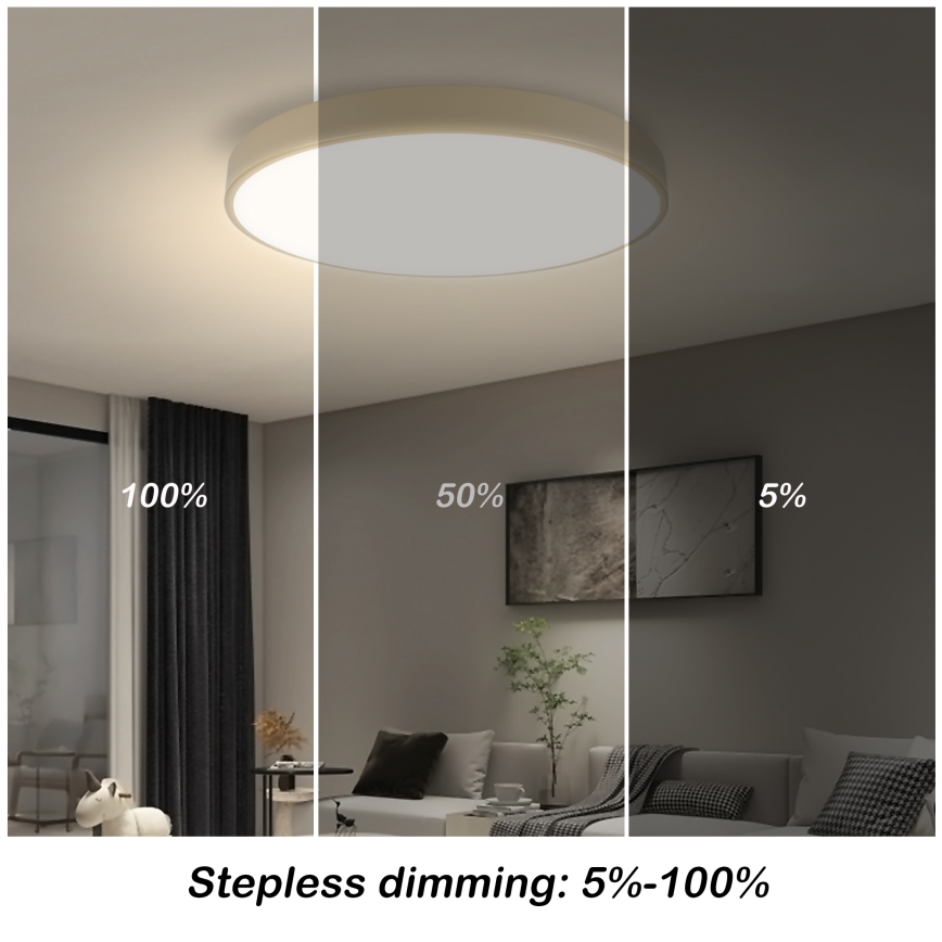 Brilagi - LED-dimmbare Deckenleuchte POOL SMART LED/60W/230V 3000-6000K Ø 50 cm Wi-Fi Tuya beige + Fernbedienung