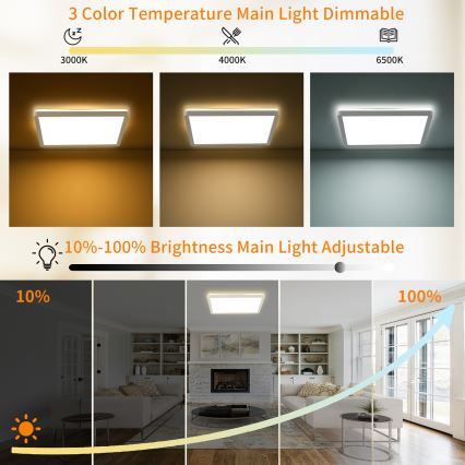 Brilagi - Dimmbare LED-Deckenleuchte ULTRA SLIM LED/18W/230V 2700-6500K 30x30 cm weiß + Fernbedienung