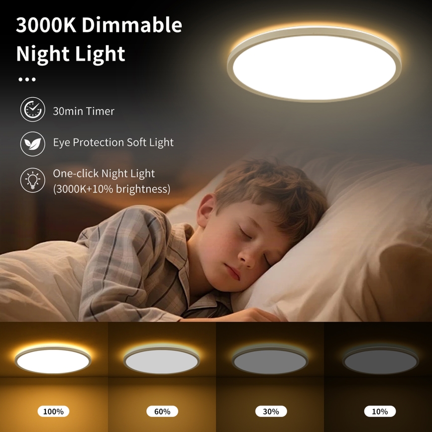 Brilagi - Dimmbare LED-Deckenleuchte ULTRA SLIM LED/18W/230V 2700-6500K d 30 cm weiß + Fernbedienung
