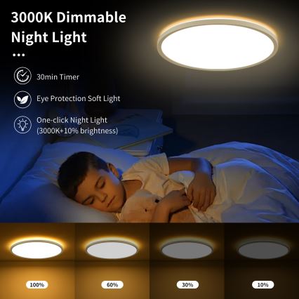 Brilagi - Dimmbare LED-Deckenleuchte ULTRA SLIM LED/24W/230V 2700-6500K d 42 cm weiß + Fernbedienung