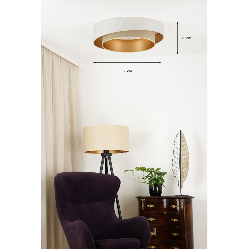 Brilagi - Dimmbare LED-Deckenleuchte VEGAS SHINE LED/24W/230V d 60 cm 3000/4000/6500K cremefarben/beige + Fernbedienung