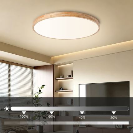 Brilagi - WOODLINE dimmbare LED-Deckenleuchte LED/100W/230V 3000-6000K Eiche Ø 80 cm + Fernbedienung