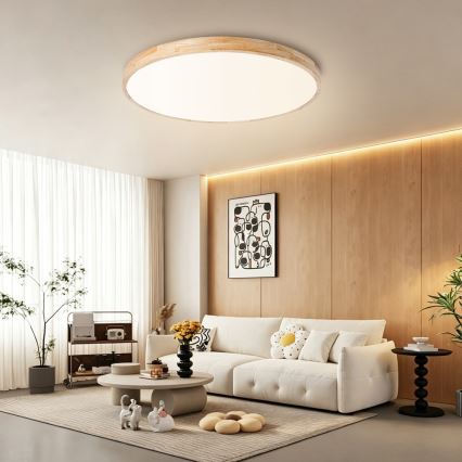 Brilagi - WOODLINE dimmbare LED-Deckenleuchte LED/100W/230V 3000-6000K Eiche Ø 80 cm + Fernbedienung