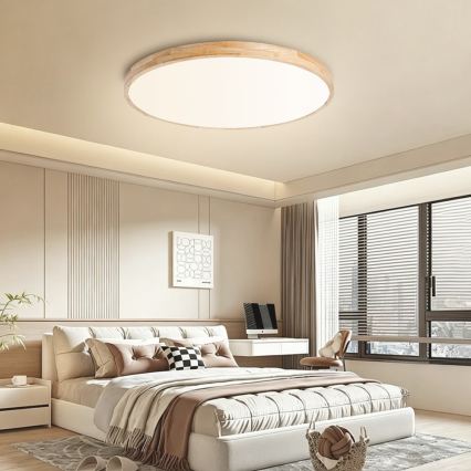 Brilagi - WOODLINE dimmbare LED-Deckenleuchte LED/100W/230V 3000-6000K Eiche Ø 80 cm + Fernbedienung