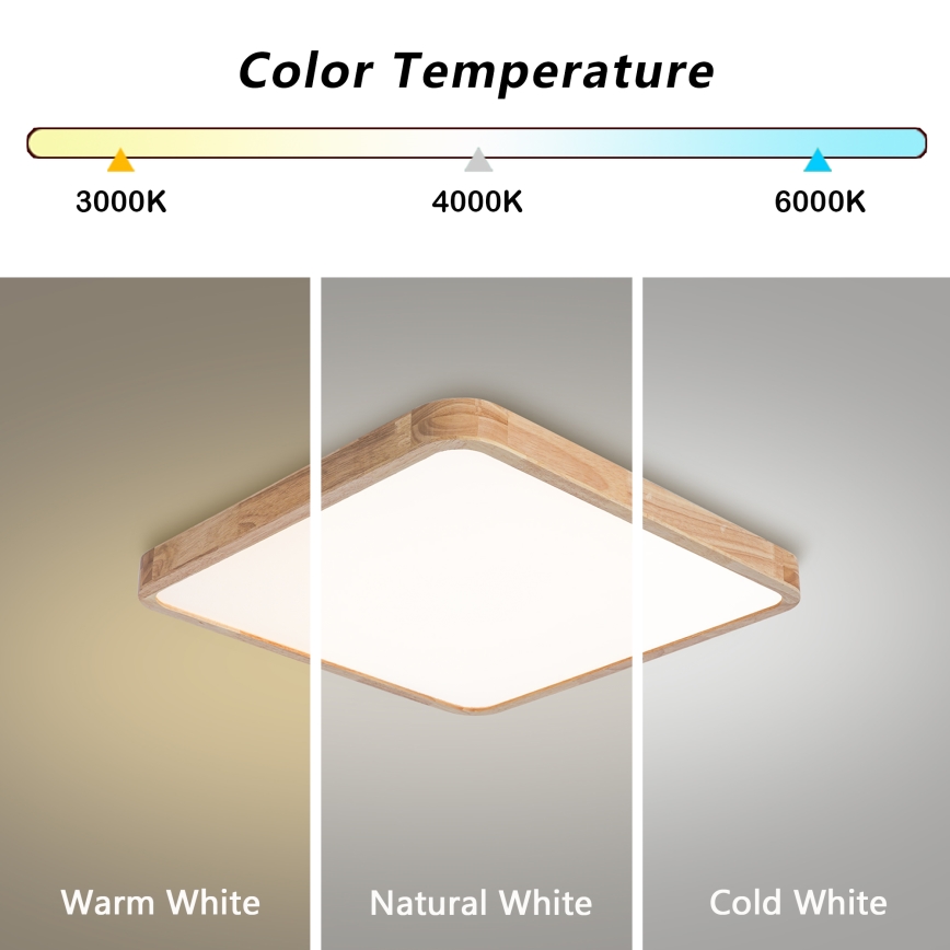 Brilagi - dimmbare LED-Deckenleuchte WOODLINE SQUARE LED/80W/230V 3000-6000K Eiche 60x60 cm + Fernbedienung