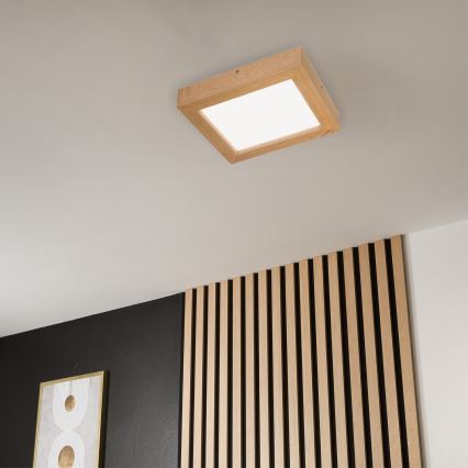 Brilagi - Dimmbare LED-Deckenleuchte für Badezimmer WOODY FRAME LED/24W/230V Eiche 30x30 cm 3000-6000K IP44 + Fernbedienung