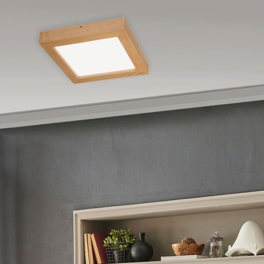 Brilagi - Dimmbare LED-Deckenleuchte für Badezimmer WOODY FRAME LED/24W/230V Eiche 30x30 cm 3000-6000K IP44 + Fernbedienung