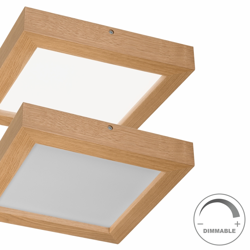 Brilagi - Dimmbare LED-Deckenleuchte für Badezimmer WOODY FRAME LED/24W/230V Eiche 30x30 cm 3000-6000K IP44 + Fernbedienung
