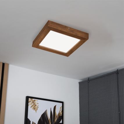 Brilagi - Dimmbare LED-Deckenleuchte für Badezimmer WOODY FRAME LED/24W/230V Eiche Kirsche 30x30 cm 3000-6000K IP44 + Fernbedienung