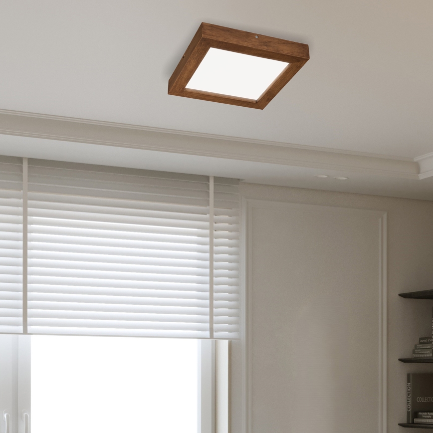 Brilagi - Dimmbare LED-Deckenleuchte für Badezimmer WOODY FRAME LED/24W/230V Eiche Kirsche 30x30 cm 3000-6000K IP44 + Fernbedienung