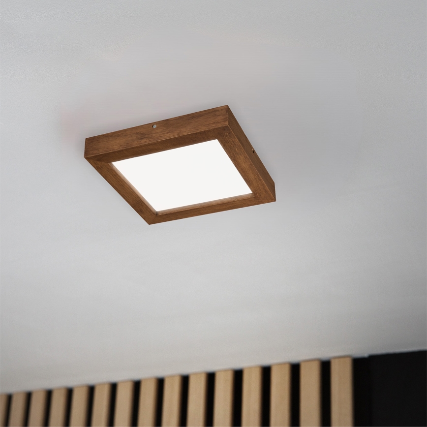 Brilagi - Dimmbare LED-Deckenleuchte für Badezimmer WOODY FRAME LED/24W/230V Eiche Kirsche 30x30 cm 3000-6000K IP44 + Fernbedienung