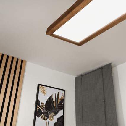Brilagi - Dimmbare LED-Deckenleuchte für Badezimmer WOODY FRAME LED/50W/230V Eiche Kirsche 120x30 cm 3000-6000K IP44 + Fernbedienung